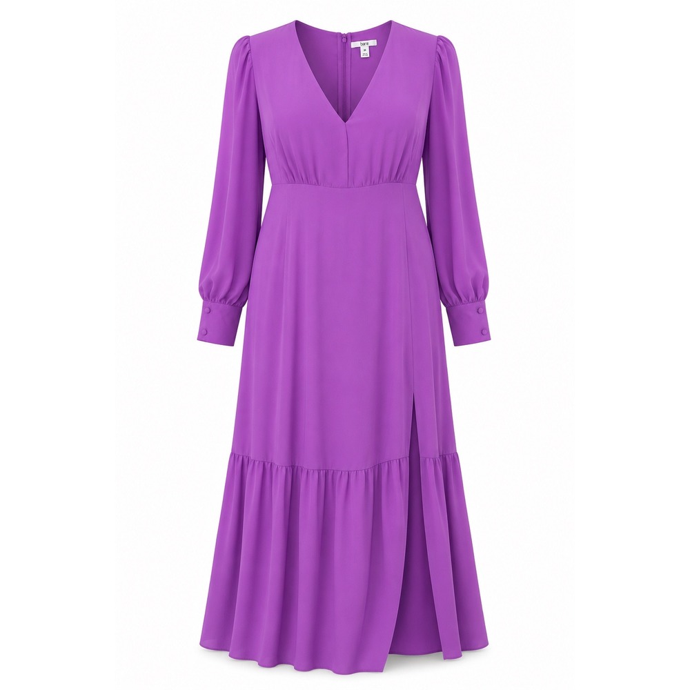 Bar‎ III Plus 3X Purple Maxi Dress V Neck Long Sleeve Tiered Dress NWT Fairycore